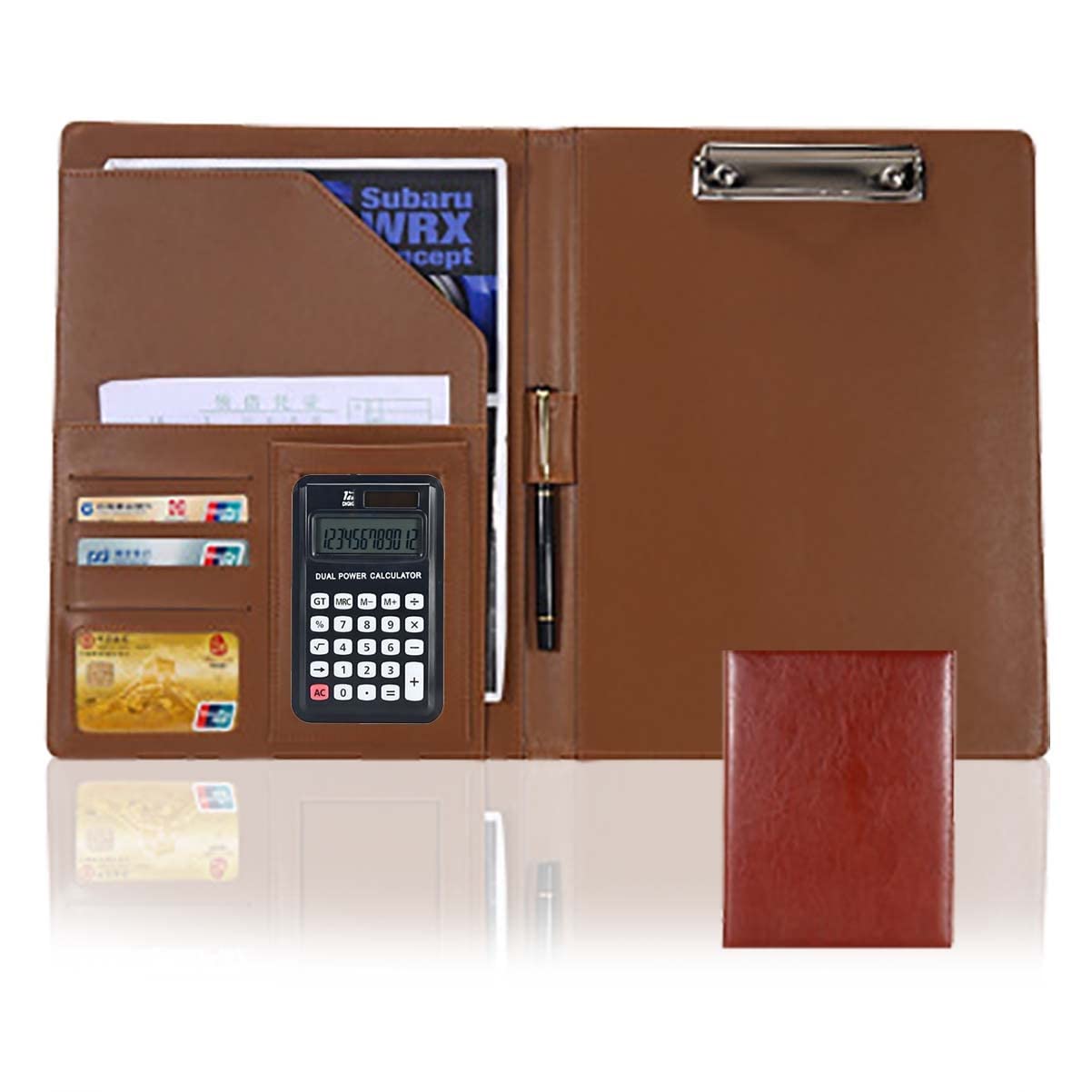 organizer folio per documenti, Custodia portfolio Cartella for conferenze in pelle A4 Cartella portfolio A4 con blocco for appunti Porta biglietti da visita for uomini e donne for conferenze di interv