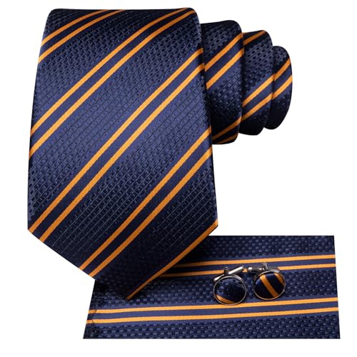 Image of Hi-Tie Mens 70inches Tie Set Extra Long Necktie for Men Cufflinks Handkerchief Big Tall Men Business Wedding