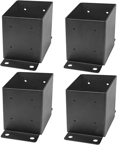 Base de poste 4 x 4, 4 piezas (tamaño interior 3.6 x 3.6 pulgadas), soportes de poste de barandilla de cubierta de metal resistente, base de poste