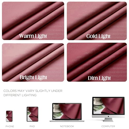 Image of Cortina 80-90% Blackout Solid Window Curtains 5 Feet Set of 2 - Thermal Insulated | Curtain for Living Room | Drapes for Bedroom | (5 Feet, Deep Wine /Burgundy)