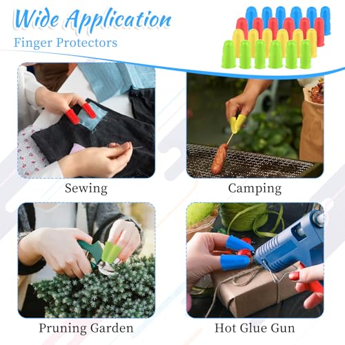 Giantree 24Pcs Finger Protectors, 3 Sizes Rubber Finger Tip, Silicone Hot Glue Finger Caps Silicone Finger Protectors, Finger Covers Thimble Rubber Finger Tips Office for Sewing Sorting Counting Task