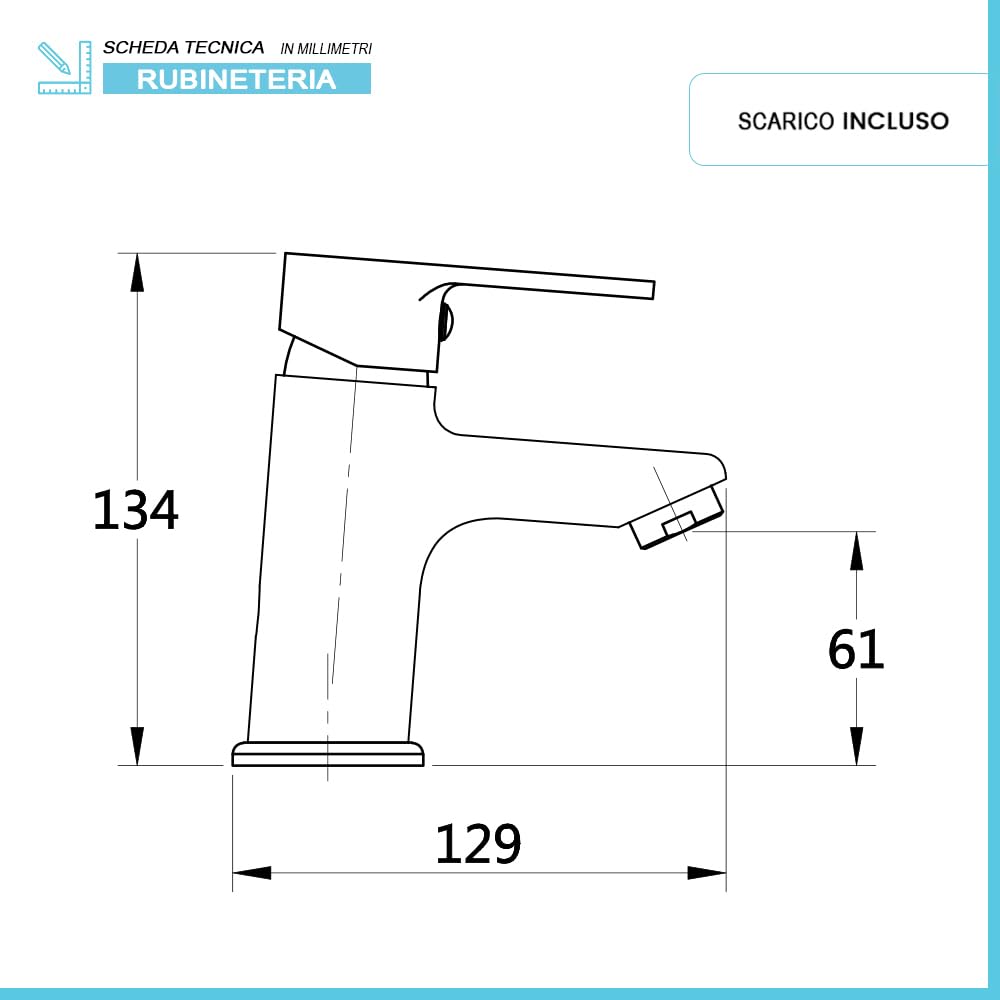 Set miscelatori lavabo bidet e vasca con kit doccia, in ottone cromato con piletta automatica per lavabo e bidet, serie PRIMA