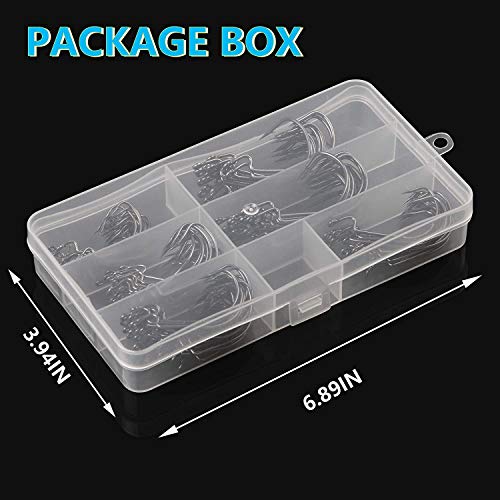 150Stk Offset Angelhaken Set - Kohlenstoffstahl Wurm Haken, Widerhaken für Gummifische Köder, Texas Rig, Salzwasser… – Bild 7