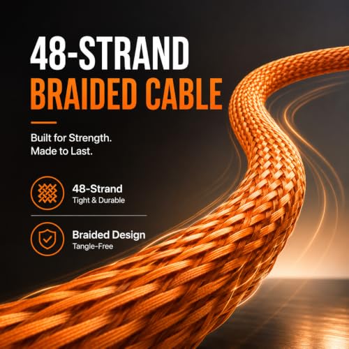 Image of Verilux PD 240W Right Angle Type C Cable Fast Charging 4.9FT /1.5M | C Type Charger Cable with 480Mbps Data Synch, Nylon Braided USB C Cable for iPhone 17 /16 /15, Galaxy S26 /25 /24, Orange