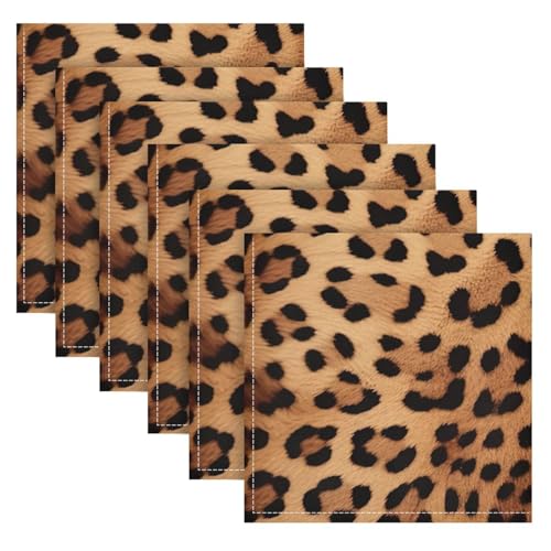 Servilletas de tela estampado leopardo set x4 50.5x50.5 cm miniatura 6