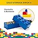 LEGO Storage Brick 8 - studs BLUE - Stackable Plastic Storage Box with Lid for Kids and Adults, Ideal Desk Organizer and Toy Box - 12.1L Capacity