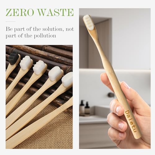 Daletu Nano Zahnbürste Bambus Zahnbürste 4 Stück | 20,000 Extra Weiche Borsten 100% BPA-frei | Umweltfreundliche Biologisch, Starke Reinigungsfähigkeit, für Menschen mit Empfindlichem Zahnfleisch – Bild 7