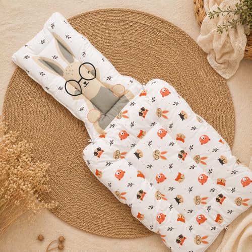 Image of Krildo 3 in 1 Baby Sleeping Bag & Carry Nest for Newborn, Portable Bamboo Cotton for 0-6 Months Infants, Holding Set, Soft & Lightweight (Honey Bunny)