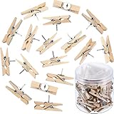 50 Pieces Wooden Push Pins Clips for Cork Boards Back to School Supplies Classroom Bulletin Board Decor for Cork Bulletin Boards Photos Craft Projects Teacher Operation Items