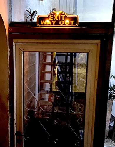 DiiliHiiri Retro Luminous Outlet Sign - Vintage LED Sign for Wall Decoration 1950s, Exit Way Out Black - Image 3