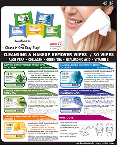 Callas Cleansing, Makeup Remover Wipes (30 Count X 12 Pack) (Aloe Vera) #TOP1