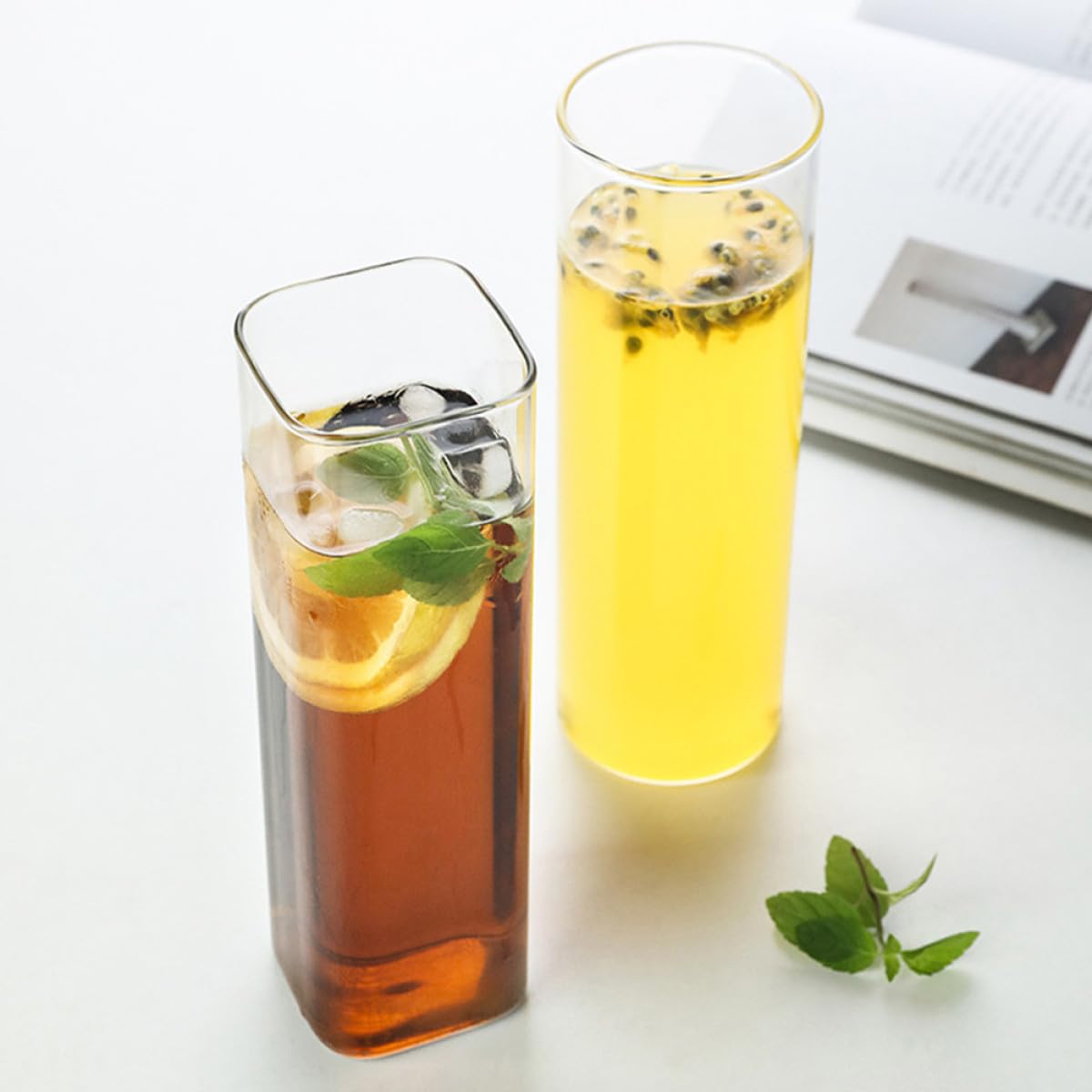 SHINEOFI Bicchieri da Cocktail in Vetro 2 Pezzi, 600ml, Trasparenti | Uso Bar e Ktv, Linee Decorative per Bevande, Set Doppio per Servizio e Presentazione