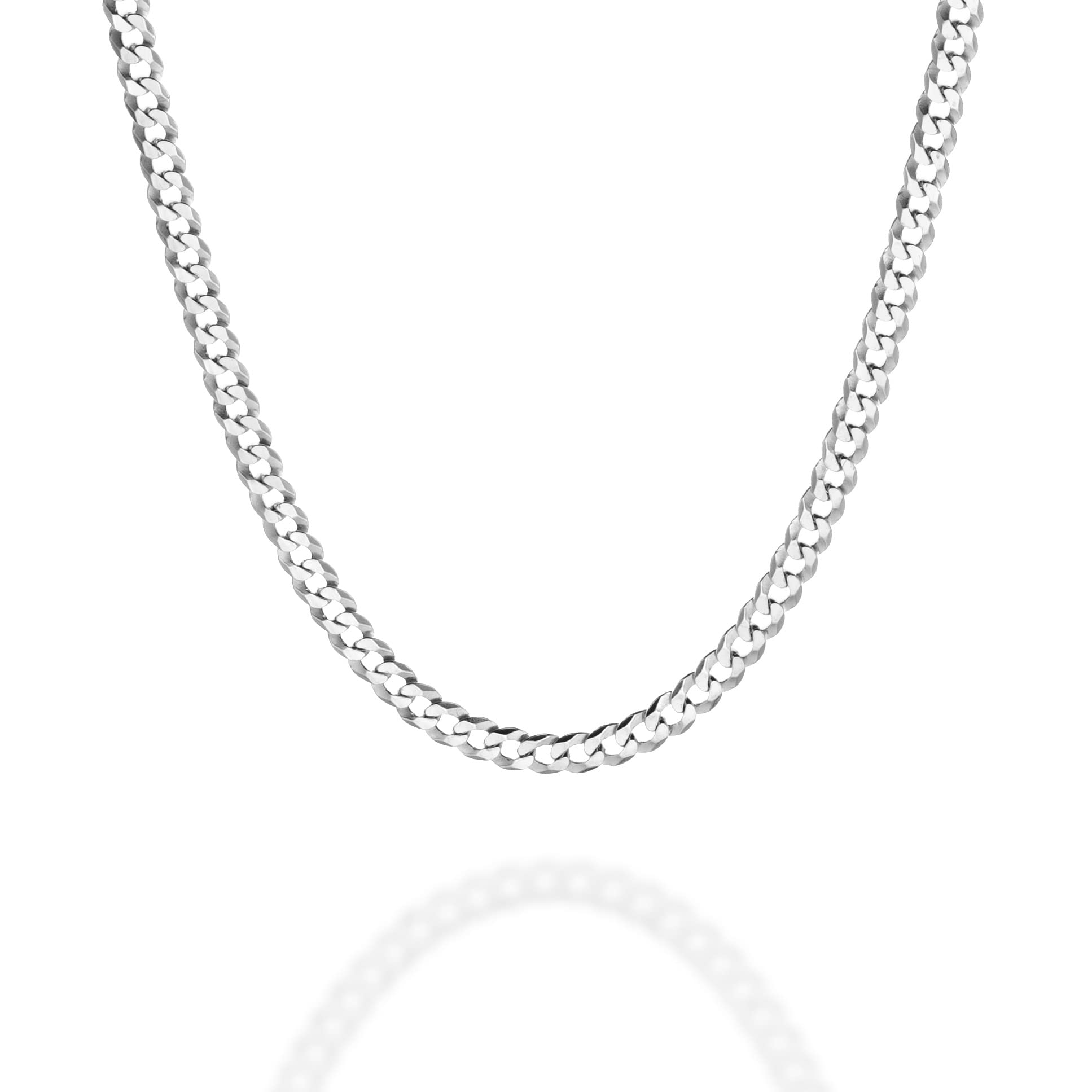 QUADRI Collar Elegante con Cadena modelo Cubana Diamantada para Hombre Mujer de Plata 925 - ancho 3.5 mm - largo 41| 46| 52| 56 cm - Certificado Made in Italy