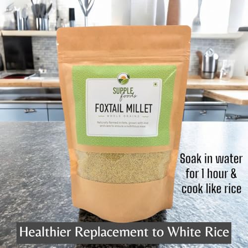Image of SUPPLE Foods Foxtail Millets Grain 1.6kg - Siridhanya Millets, Organic Thenai /Korralu /Kangni Millets Whole Grains Pack, Good Diabetic Food, Low GI and High Fibre Than Rice