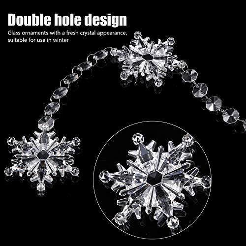21 Pieces Acrylic Christmas Snowflake Ornament With Octagon Bead Garland Chain Clear Hanging Xmas Tree Pendant Crystal Acrylic Snowflake Bead Garland For Christmas Snow Theme Party Winter, 3 Sizes #TOP3