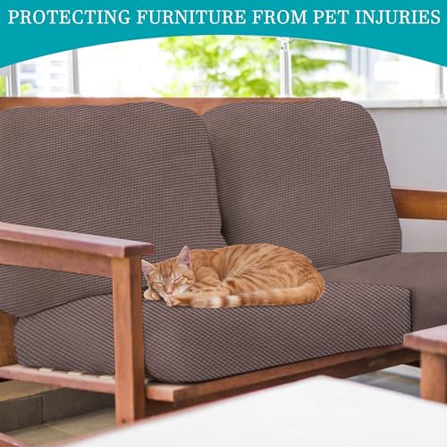 Image of 14Pcs Stretch Patio Cushion Covers,Outdoor Couch Covers Replacement,Outdoor Couch & Sofa Slipcovers,for Patio Furniture Cushion Covers,Washable Reusable Furniture Protector (Camel,Cover Only)