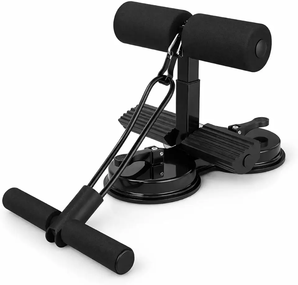 Suporte Abdominal com Ventosas Duplas, Extensor Elástico Incluso, Ajustável, Antiderrapante, para Treino de Core e Abdômen em Casa