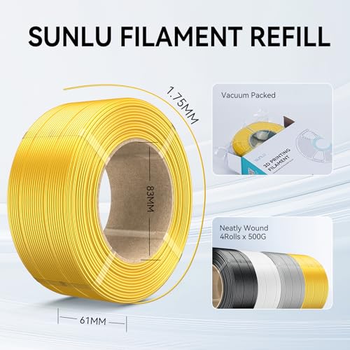 Image of SUNLU 500g Silk PLA Filament Refill, 0.5KG /Roll, Light Gold+Black+White+Grey