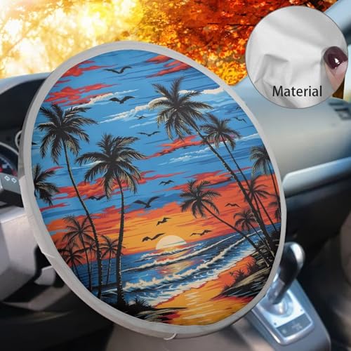 Image of Floral Butterfly Steering Wheel Sunshade Car Interior Sunshade Foldable Car Steering Wheel Sun Shade Cover Accessories Decorations for Sun Heat for Cars Truck SUV