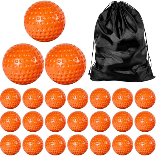 Deekin 24 PCS Pitching Machine Softballs Dimpled Softballs Practice Foam Sport Pitching Machine Professional Ball for Hitting and Fielding Practice 2 Dozen (12 Inch Orange)