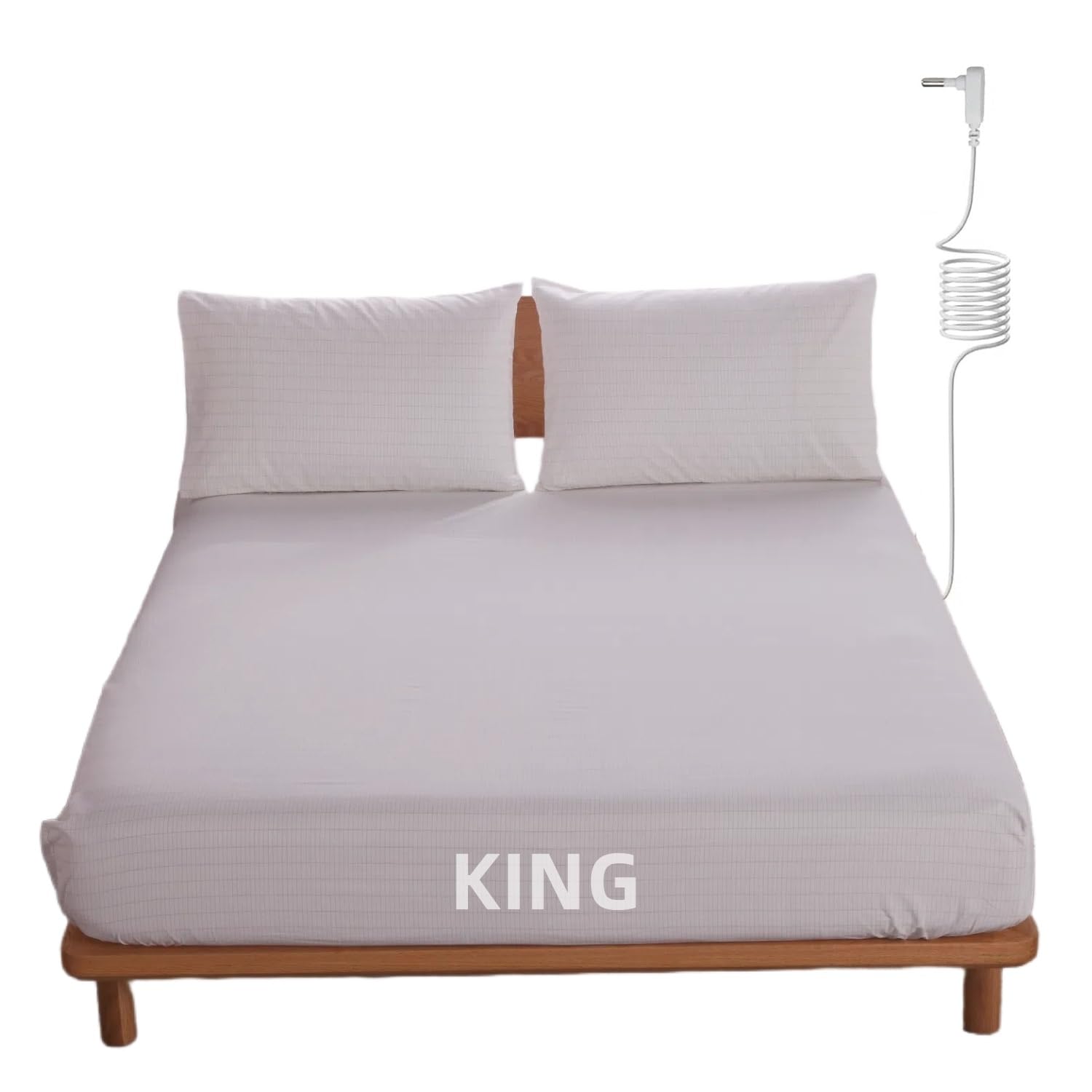 OKOHEY Grounding Fitted Sheets with 15ft Earthing Cord, King Size, 90% Organic Cotton + 10% Silver Fiber, Soft & Breathable Grounded Sheet for Better Sleep and Enhanced Wellness, White