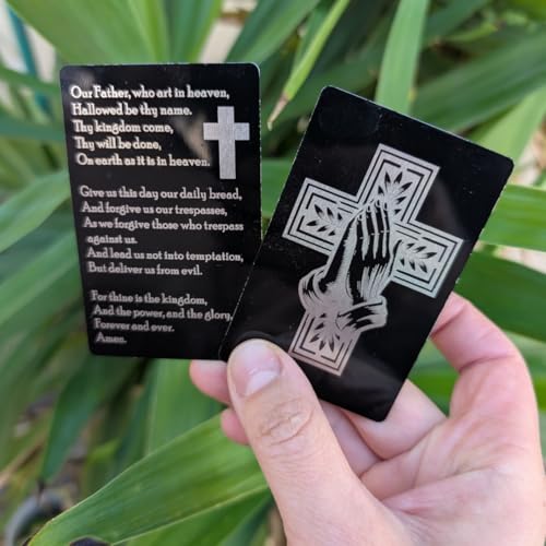 Our Father Who Art In Heaven Hallowed Be Thy Name Wallet Card, Lord's Prayer Engraved Metal Wallet Insert Card, Family Religious Bible Verse2