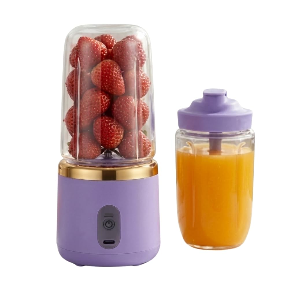 Ecogift 500 ml Portable Blender Mixer | 6-Blade Mini Personal Juicer | Smoothie Maker | USB Rechargeable | 1500mAh Battery | Electric Fruit Mixer for Travel, Gym and Office (Purple)-picture-41