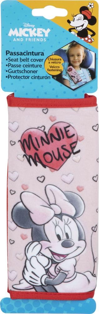 Correa de cinturón de coche rosa de Minnie Mouse, cierre de velcro