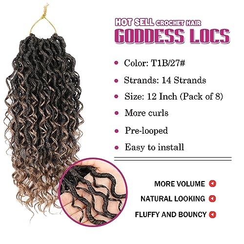 Image of 8 Packs Crochet Hair for Black women, Goddess Locs Crochet Hair
