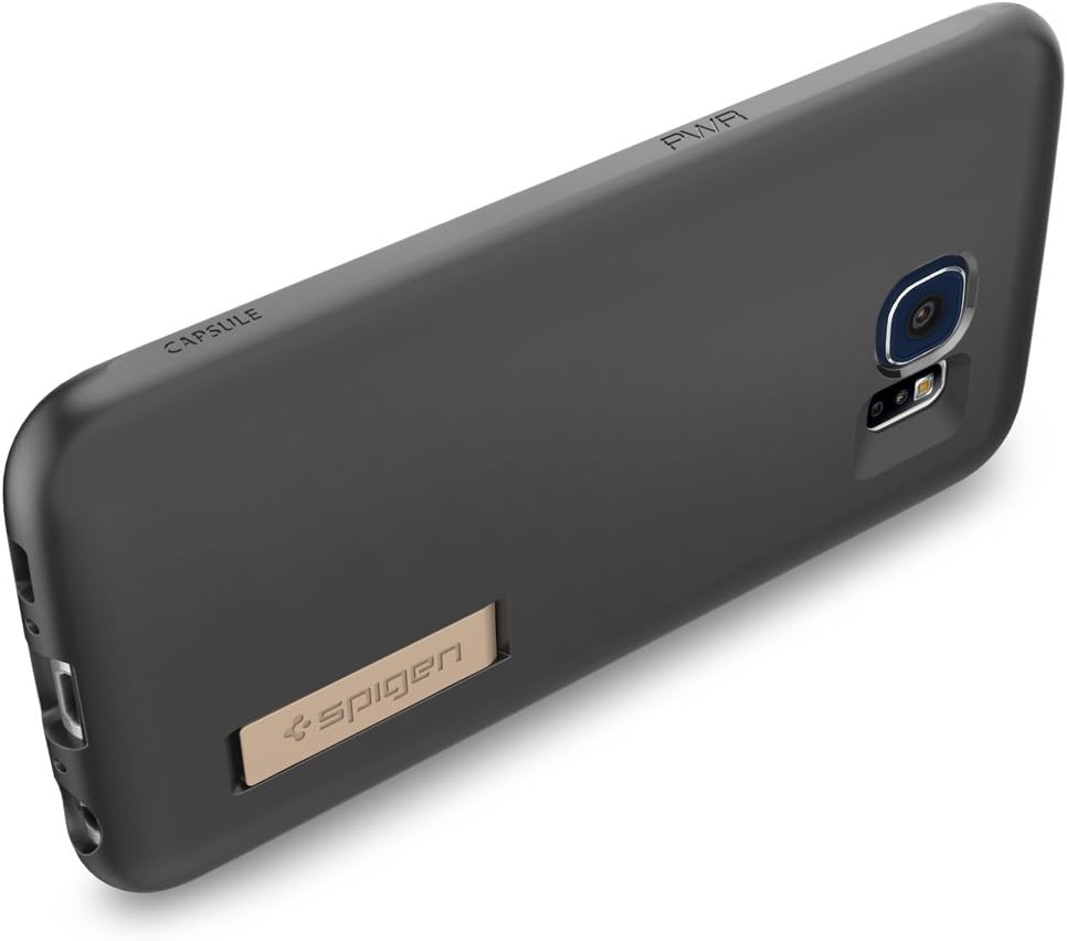 Spigen Capsule Solid Galaxy S6 Case with Durable Flex and Kickstand Feature for Galaxy S6 2015 - Black