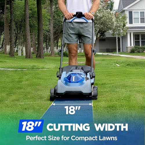 Image of 18 inch Cordless Push Lawn Mower for Small Yards, 40V Brushless Electric Mower with 4.0Ah Battery & Charger, 6 Heights & 2-in-1 Mulch /Bag