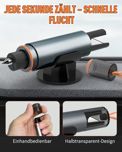 Gurtschneider Notfallhammer Auto 2 Stück Glasbrecher mit Gurtschneider Nothammer Federkorn Autoscheiben Zertrümmerer Rettungswerkzeug Car Emergency Hammer mit Testglas