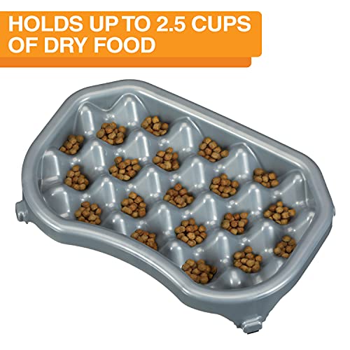 Neater Pet Brands - Neater Slow Feeder - Fun, Healthy, Stress Free Dog Bowl Helps Stop Bloat Prevents Obesity Improves Digestion (2.5 Cup, Silver Metallic) #TOP3