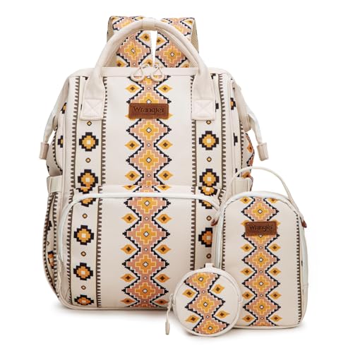 Image of Montana West Wrangler Callie Diaper Bag Backpack with Pacifier Case, Crossbody Bottle Bag and Stroller Straps Western Pattern Multifunction Baby Travel Bag Set WG2215-9110TN