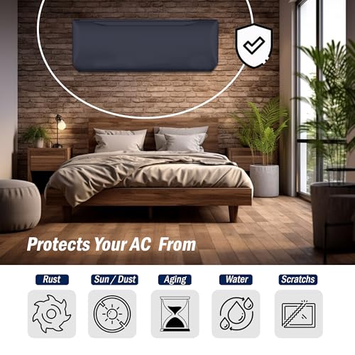 Image of Solid Split AC Cover for 1.5 Ton Indoor - Dustproof & Water Resistant Protection (Grey)