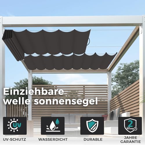 Toldo ondulado retráctil de 0,6x3,5m protector UV 95% impermeable para terraza 3