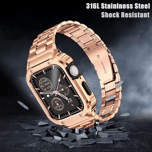 Image of MioHHR Stainless Steel Band with Case for Apple Watch Bands 41mm /40mm /38mm