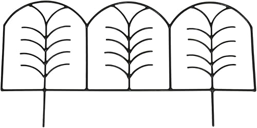 FDB Leaf Design Metal Border Garden Edging, Black