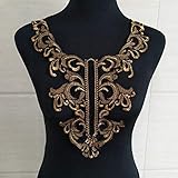 1Pieces Golden Embroidery Lace Collar Fabric Trim DIY Embroidery Lace Fabric Neckline Applique Sewing Craft