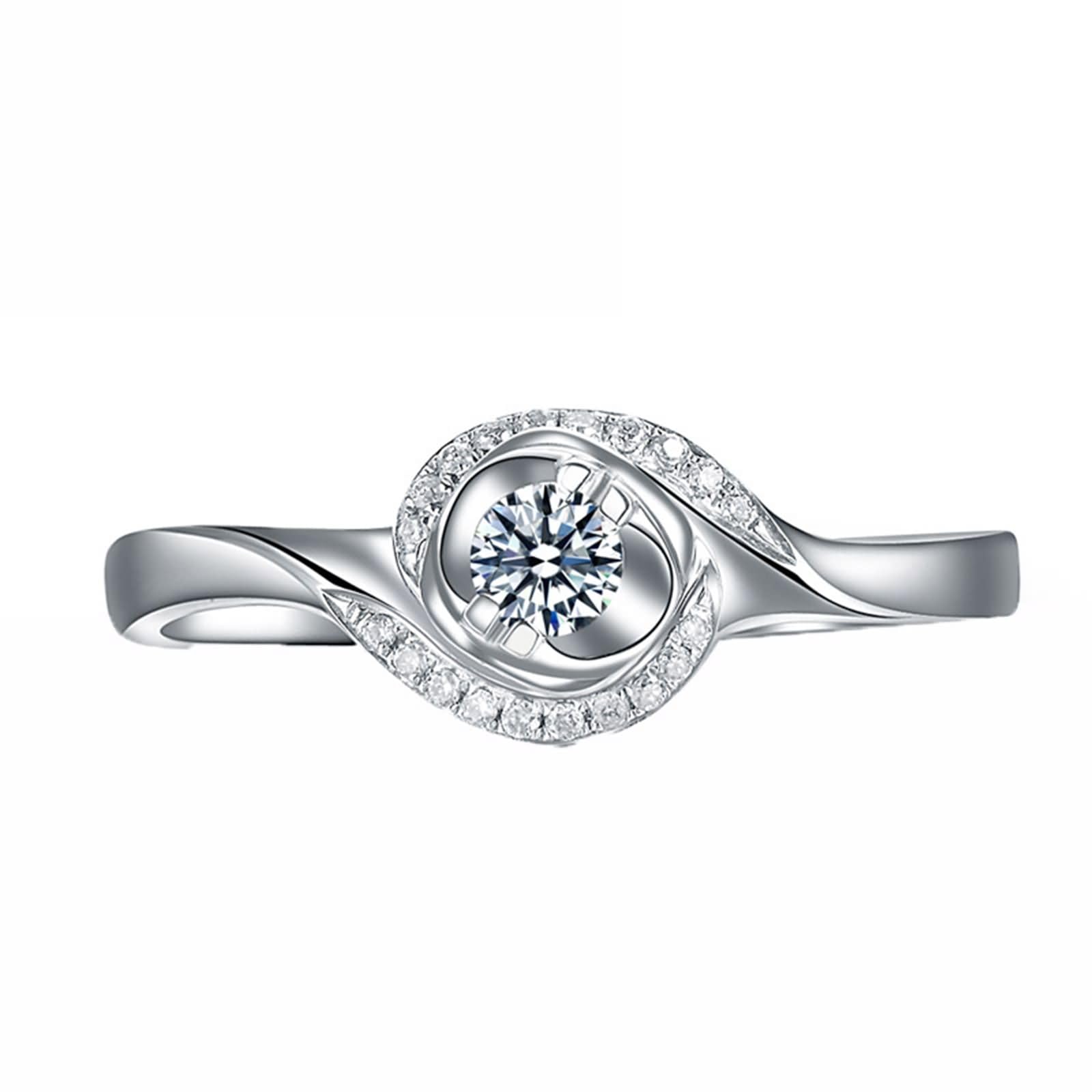 Verlobungsringe Ring 750 Weißgold 9 Karat / 14 Karat / 18 Karat Damen, Rund mit Diamant 0,07 Karat, Silber Damen Ringe Verlobung