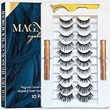 BELOEN Magnetic Lashes with Eyeliner and Tweezers, 10 Pairs Reusable Magnetic Eyelashes and 2 Tubes of Waterproof Magnetic Eyeliner Kit