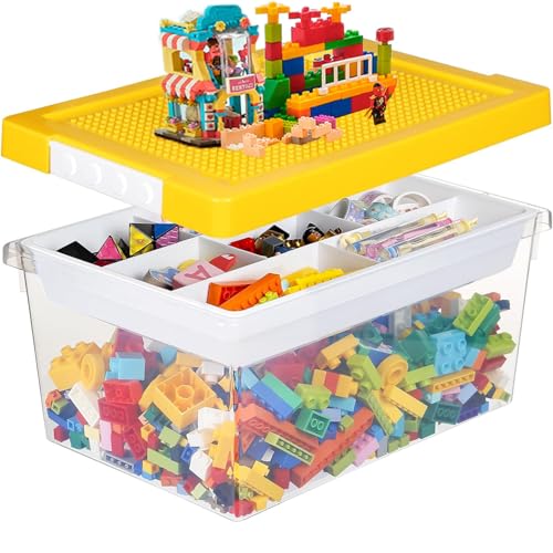 Duscdesp Aufbewahrungsboxen mit Deckel für Bausteine, Spielzeugkiste mit...