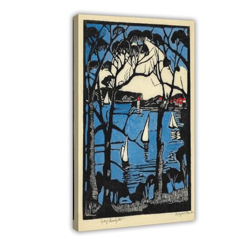Impression sur toile Sydney Heads Margaret Preston paysage australien de 20cm avec cadre