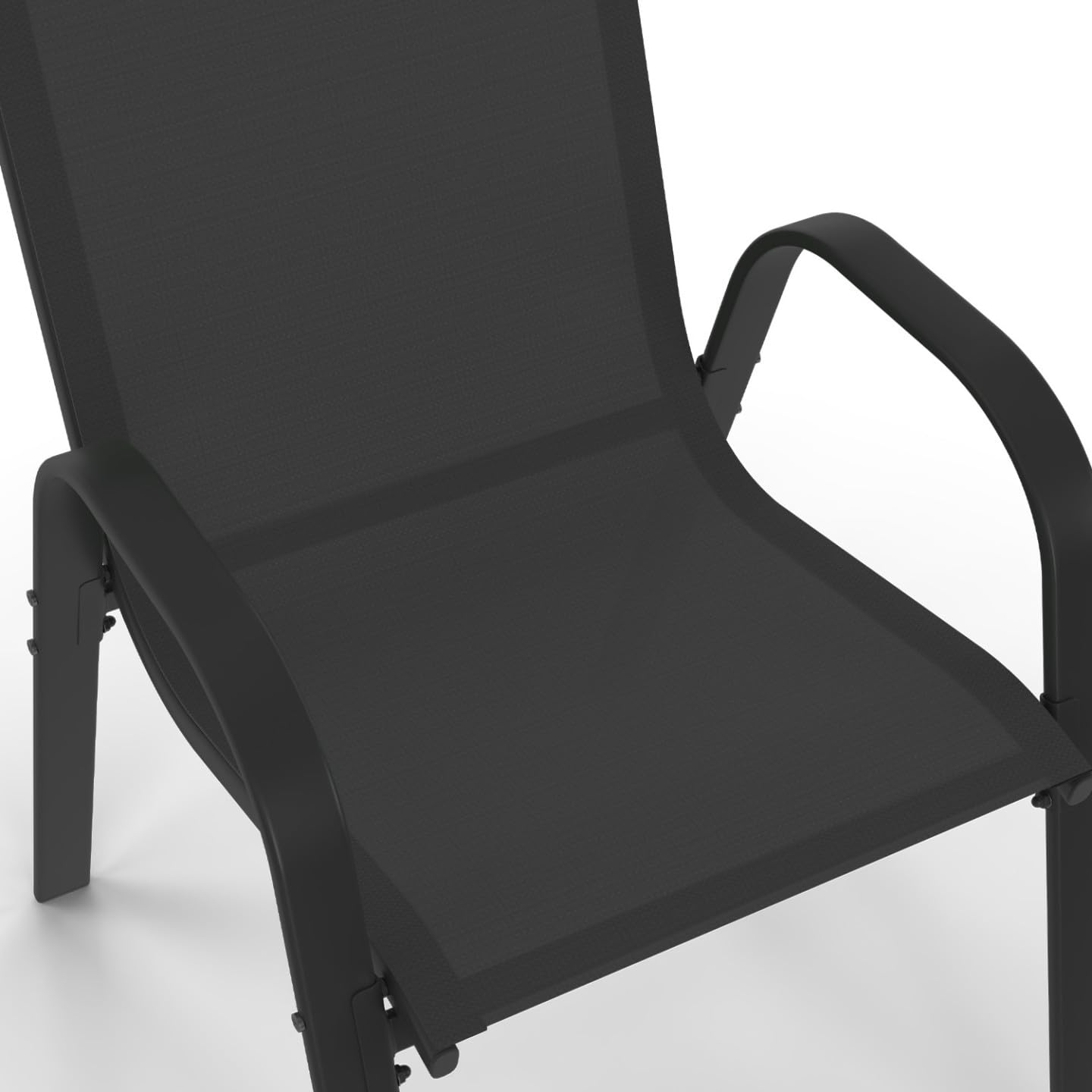 IDMarket - Lot de 4 chaises de Jardin LYMA métal et textilène empilables Noires