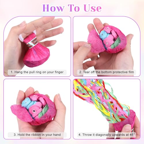 10 Stück Luftschlangen Geburtstag,Konfetti Luftschlangen Hand Werfen Streamer,Bombe Bombe Party Wurf Luftschlangen für Geburtstag Hochzeiten Karneval Abschlussfeier