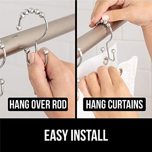 image for Gorilla Grip Premium Bathroom Shower Curtain and Liner Decorative Hook