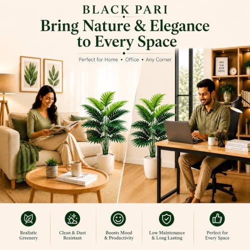 Image of Artificial Areca Palm for Home Decor | Office Decor | Gifting | 58.4 cm Short Ornamental Plant | 12 Leaves | Natural Looking Indoor Plant Plastic (Pack of 1)