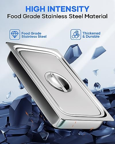image for WantJoin Full Size Steam Table Pans with Lid, 3 Pack 4 Inch Deep Resta