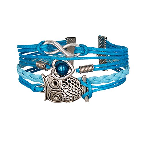 Fabulous Bijoux Pulsera Corazón Bonito Y Infinito Adorna con Perlas Karma Infinity Gufo Azul