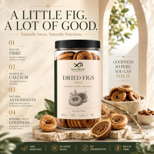 Image of GreenFinity Premium Anjeer 500g | Whole Dried Figs | Naturally Sweet & Soft | High Fibre Dry Fruit | Healthy Snack for Daily Use | Fresh Resealable Pack
